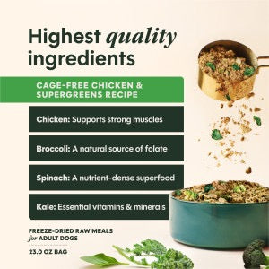 Instinct Fresh Dried Meal Blends Freeze Dried Chicken & Supergreens Blend Dog Food (
