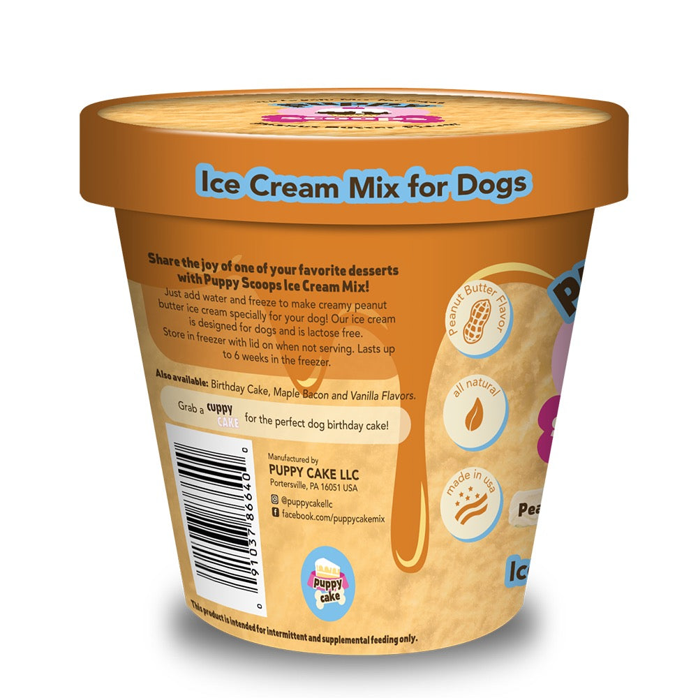 Puppy Cake Scoops Ice Cream Mix Peanut Butter Pint Large (4.65oz)