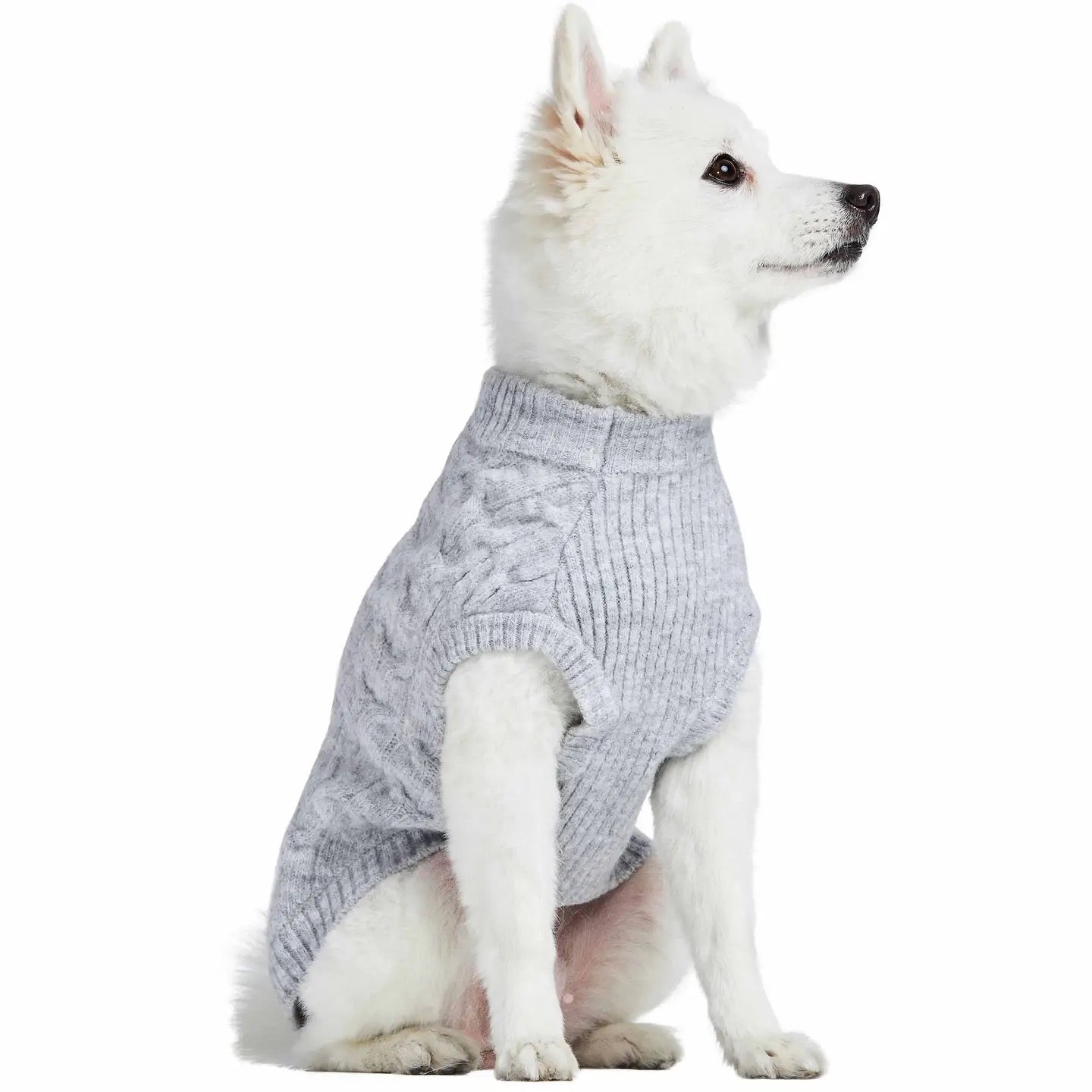 Blueberry Pet Crew-neck Fuzzy Textured Knit Dog Sweater | Heather Grey