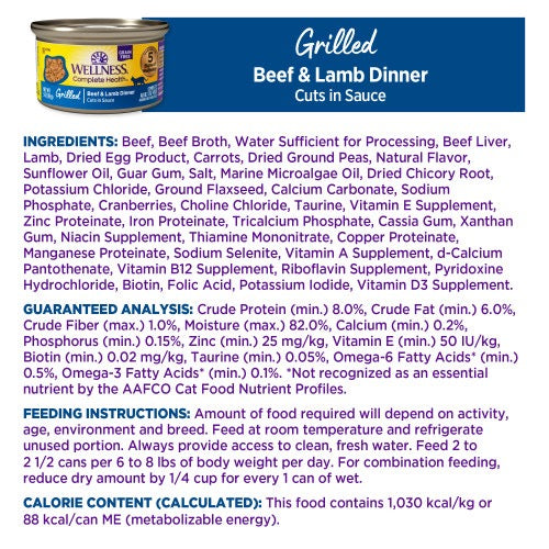 Wellness Complete Health Grain Free Grilled Beef & Lamb Liver Wet Cat (3oz)