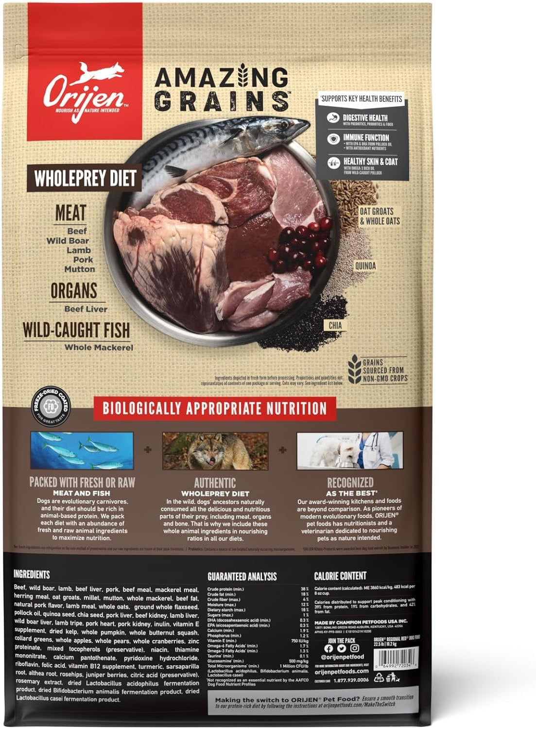 Orijen Amazing Grains Regional Red Dry Dog Food (22.5lb)