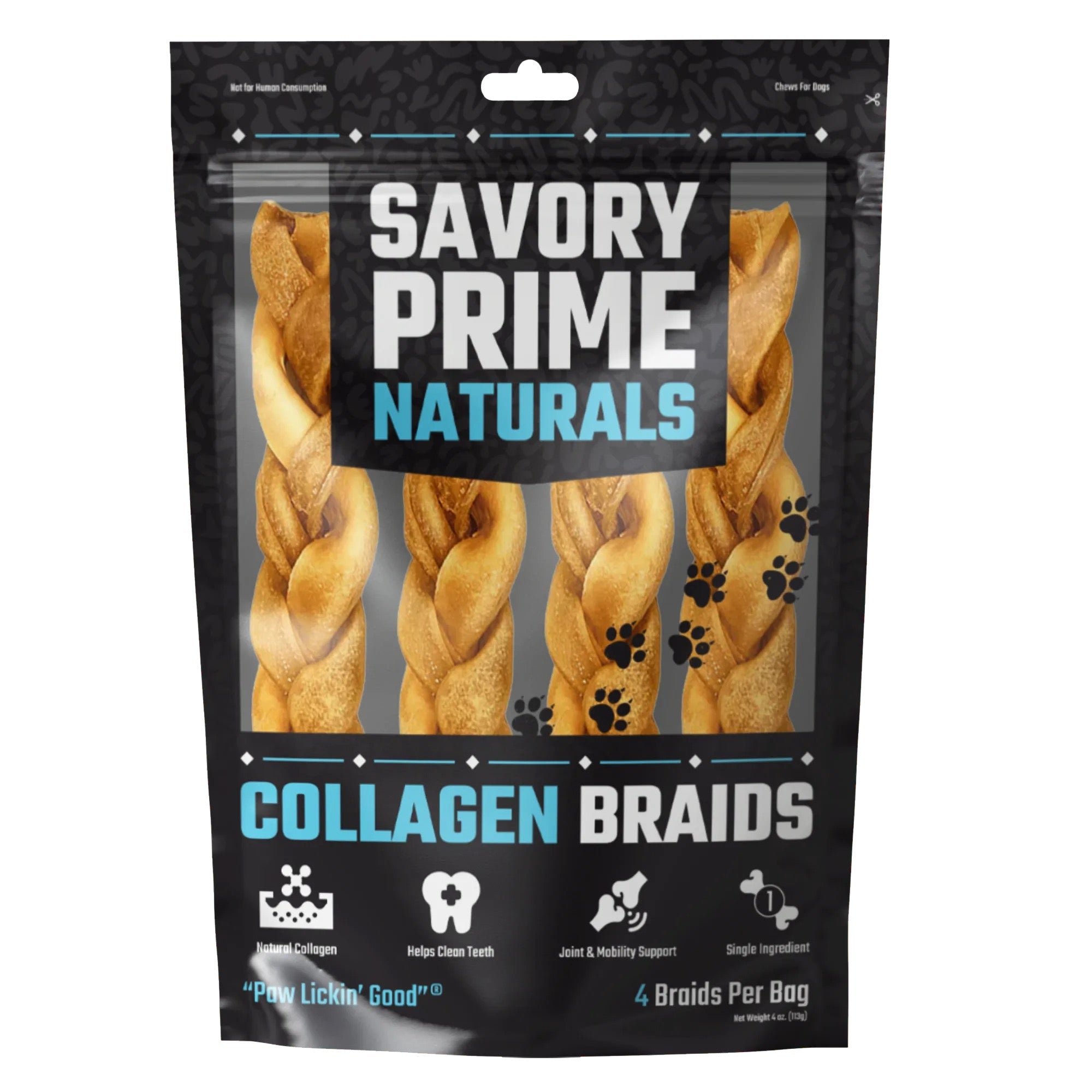 Savory Prime Naturals Collagen Braid 6" (4 ct)