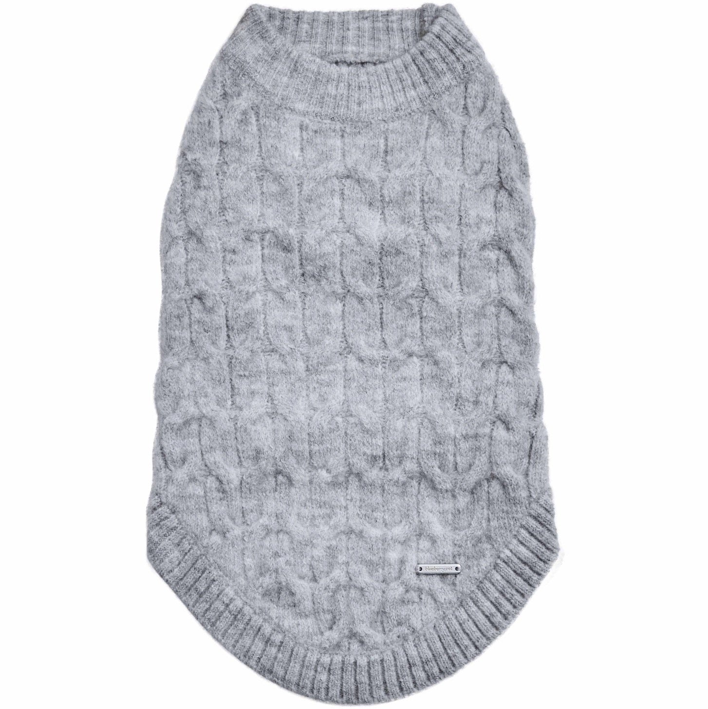 Blueberry Pet Crew-neck Fuzzy Textured Knit Dog Sweater | Heather Grey