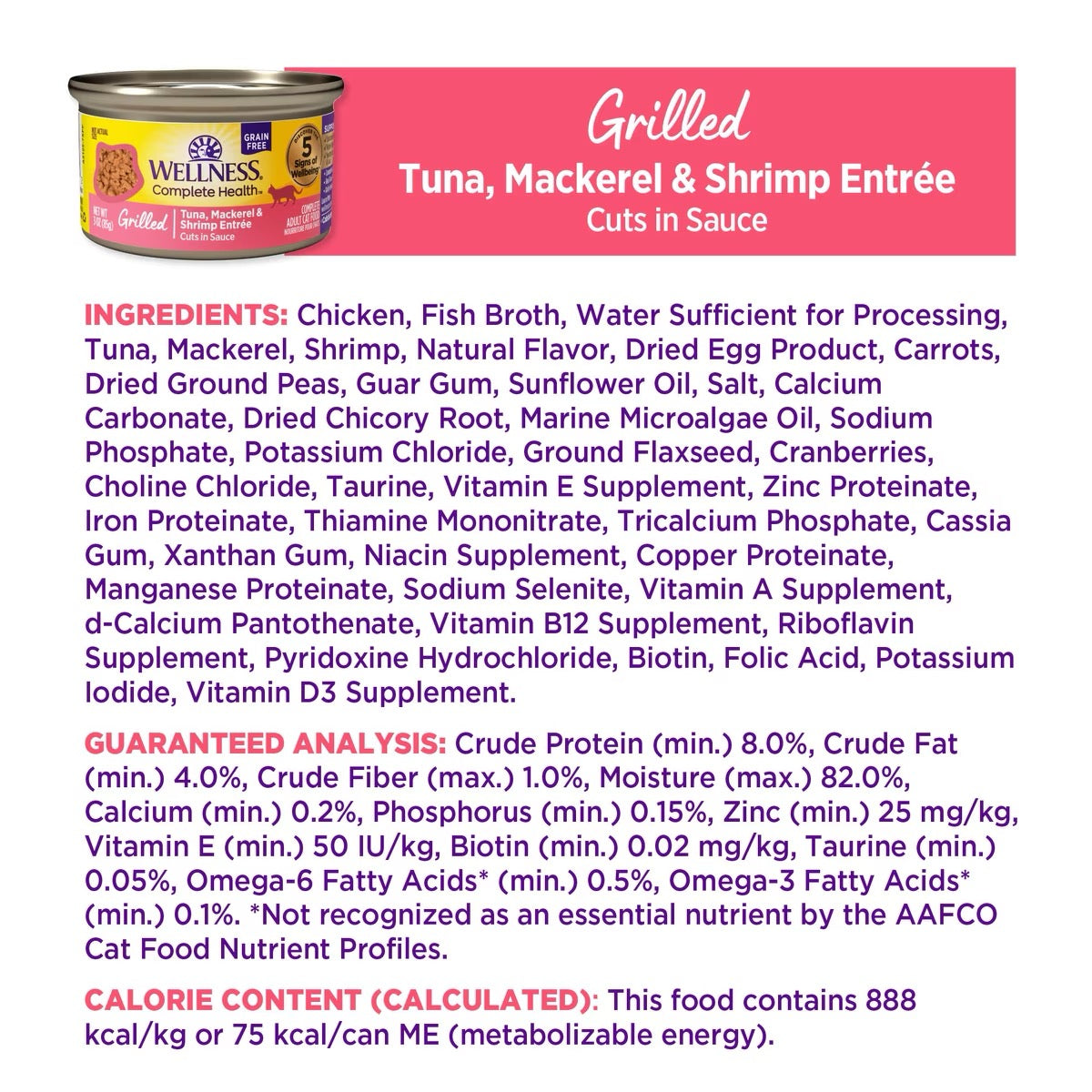 Wellness Complete Health Grilled Tuna, Mackerel, & Shrimp Wet Cat (3oz)