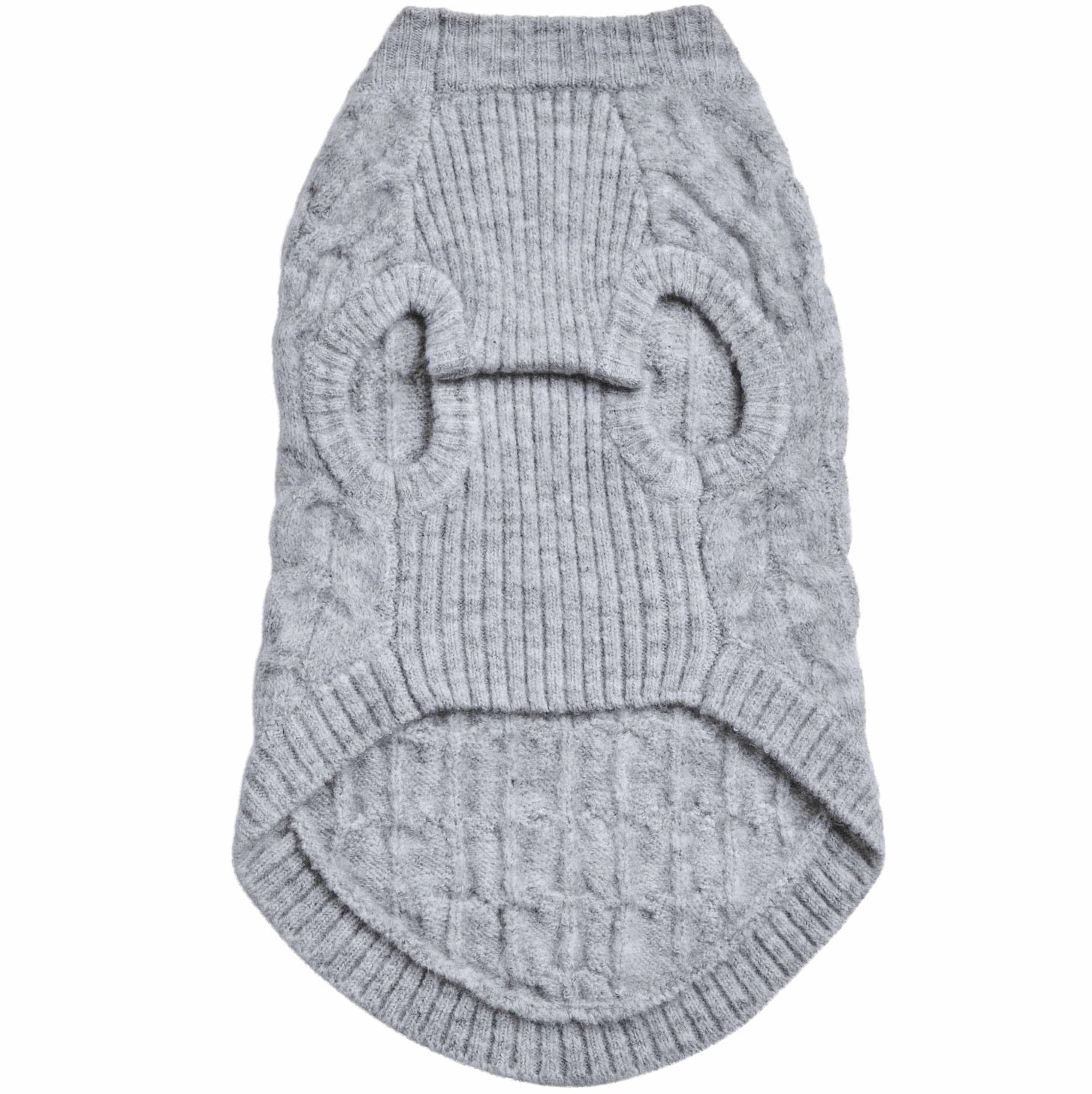 Blueberry Pet Crew-neck Fuzzy Textured Knit Dog Sweater | Heather Grey