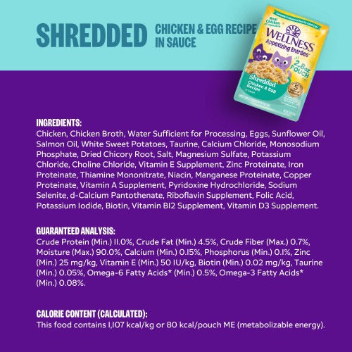 Wellness Appetizing Entrees Shredded Chicken & Egg Cat Pouch (2.8oz)