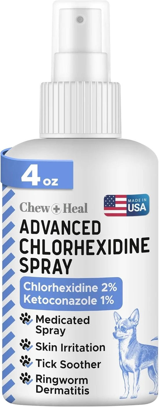 Chew + Heal Advanced Chlorhexidine Medicated Wound Care Spray for Dogs 4oz