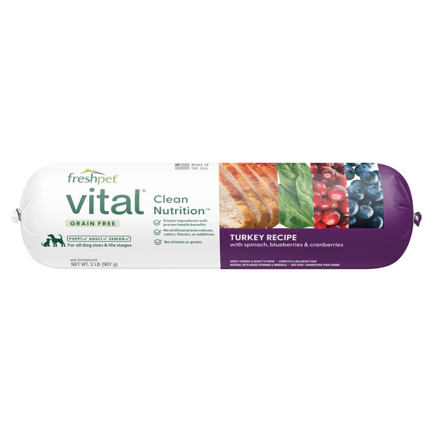 Freshpet Vital Grain Free Turkey Recipe Dog Food (2lb)