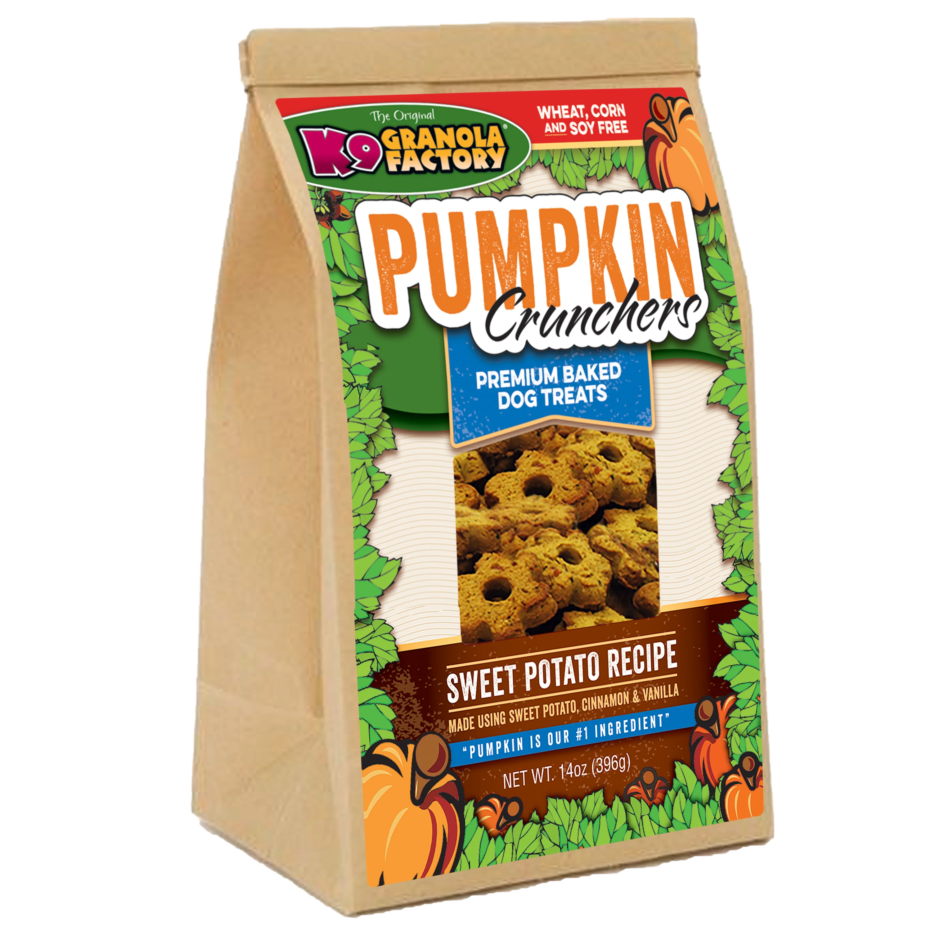 K9 Granola Factory Pumpkin Crunchers, Sweet Potato Recipe Dog Treats (14oz)
