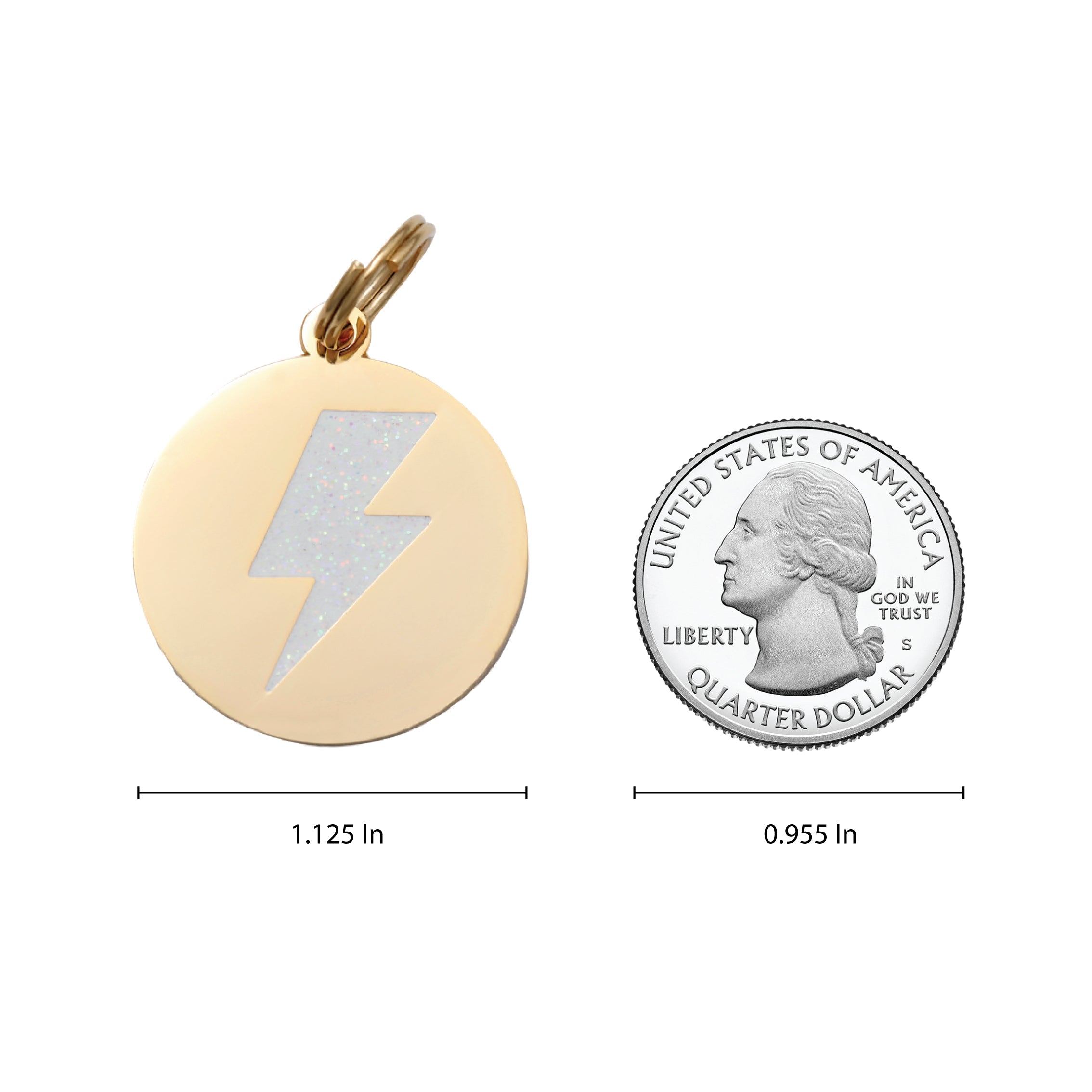 Lightning Bolt - Gold & White - Pet ID Tag