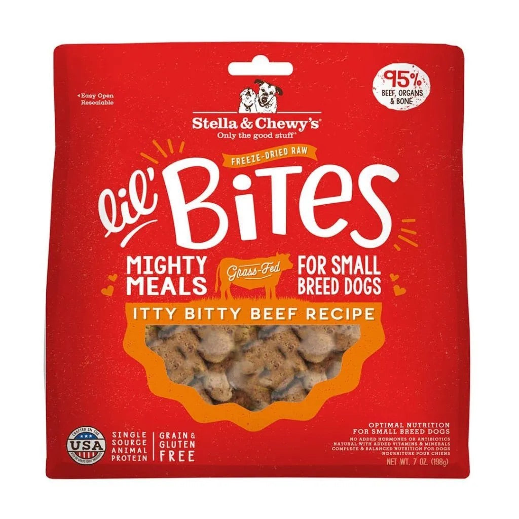 Comida para perros con receta de carne de res Itty Bitty Lil Bites de Stella & Chewy's de 7 oz