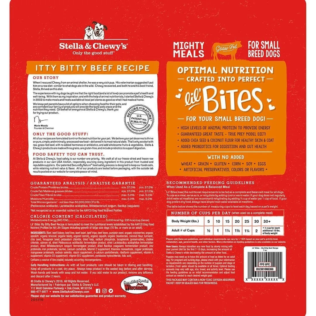 Comida para perros con receta de carne de res Itty Bitty Lil Bites de Stella & Chewy's de 7 oz