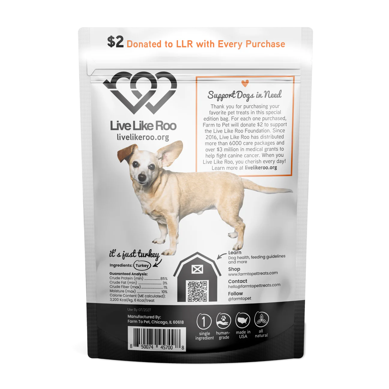 Farm To Pet Live Like Roo Turkey Chips (4oz)