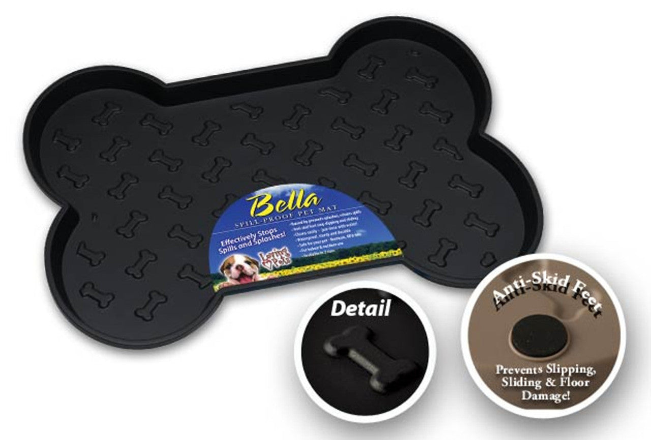 Loving Pets Bella Spill-Proof Dog Mat Black Large