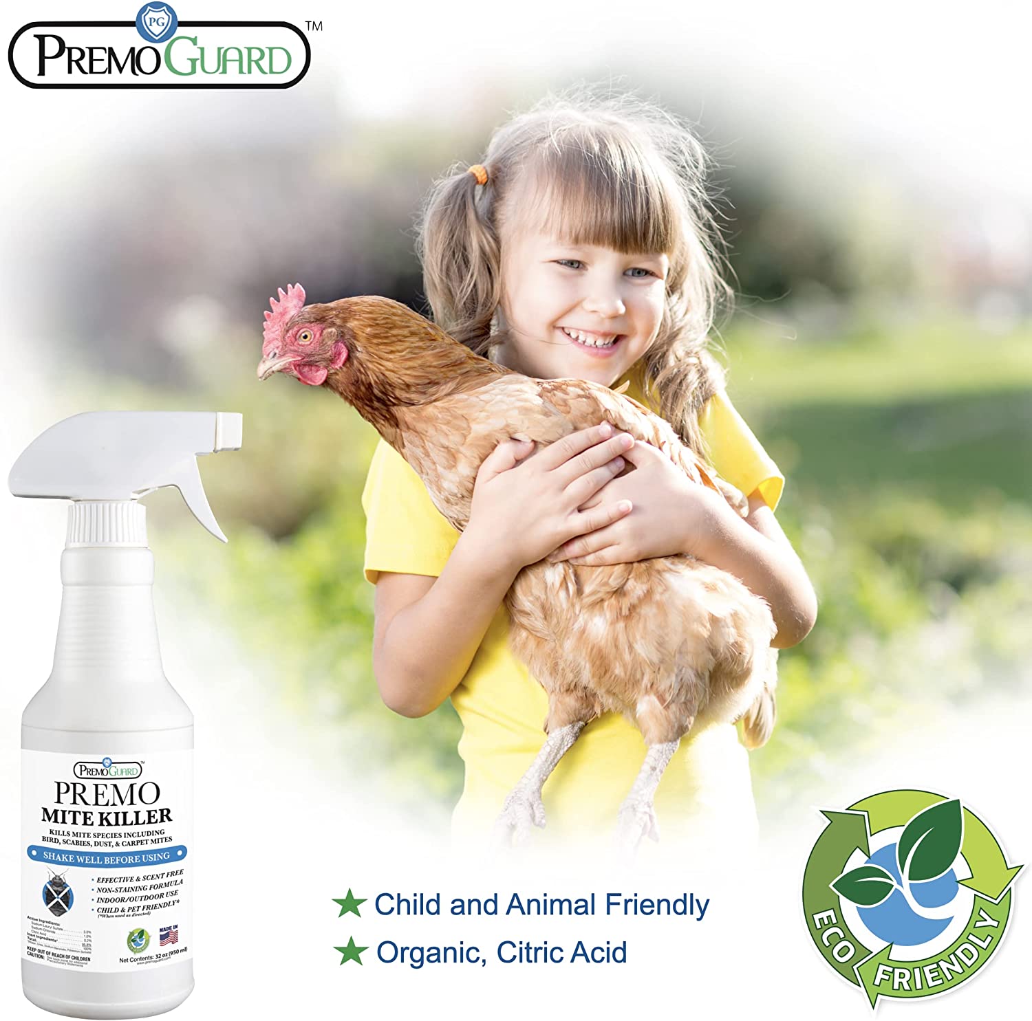 Mite Killer Spray 32 oz | Natural & Non-Toxic | Premo Guard