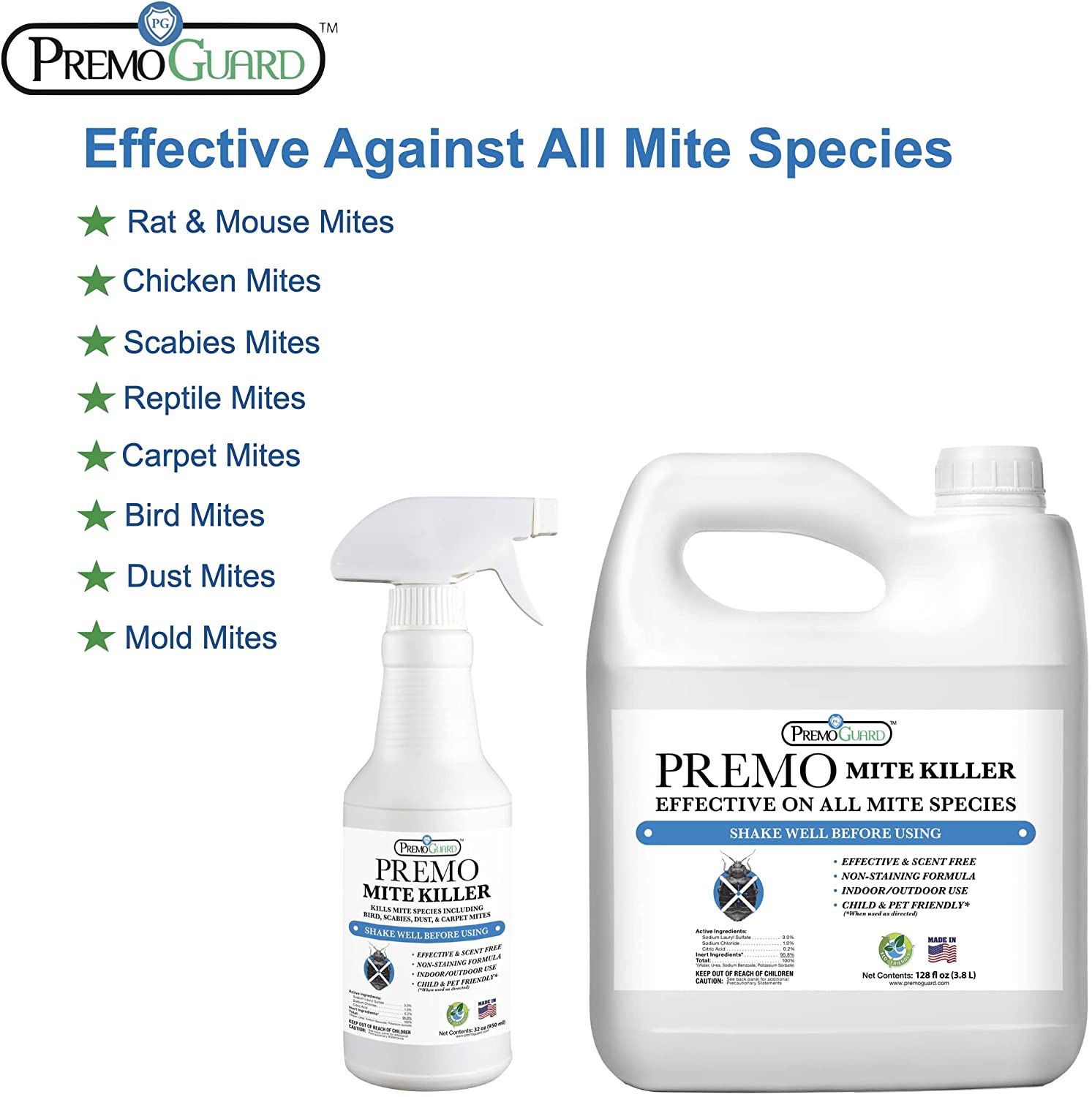 Mite Killer Spray 32 oz | Natural & Non-Toxic | Premo Guard
