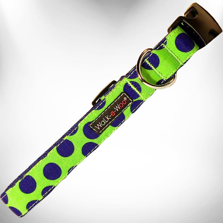 Walk-e-Woo Polka Dot Dog Collars, Leads, and Bows - Neon - 4 Styles