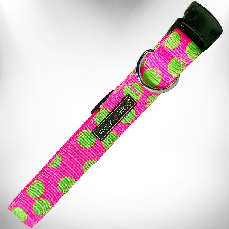 Walk-e-Woo Polka Dot Dog Collars, Leads, and Bows - Neon - 4 Styles