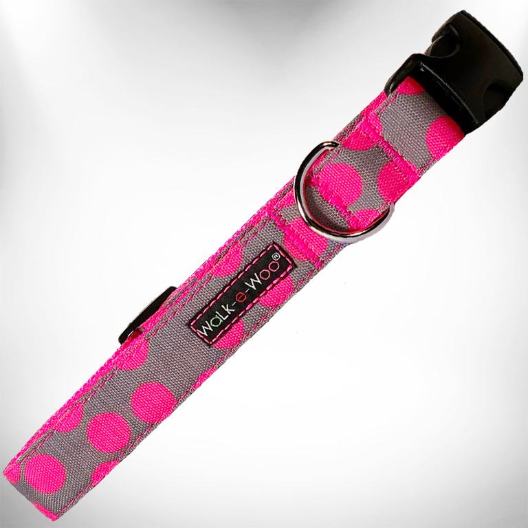 Walk-e-Woo Polka Dot Dog Collars, Leads, and Bows - Neon - 4 Styles