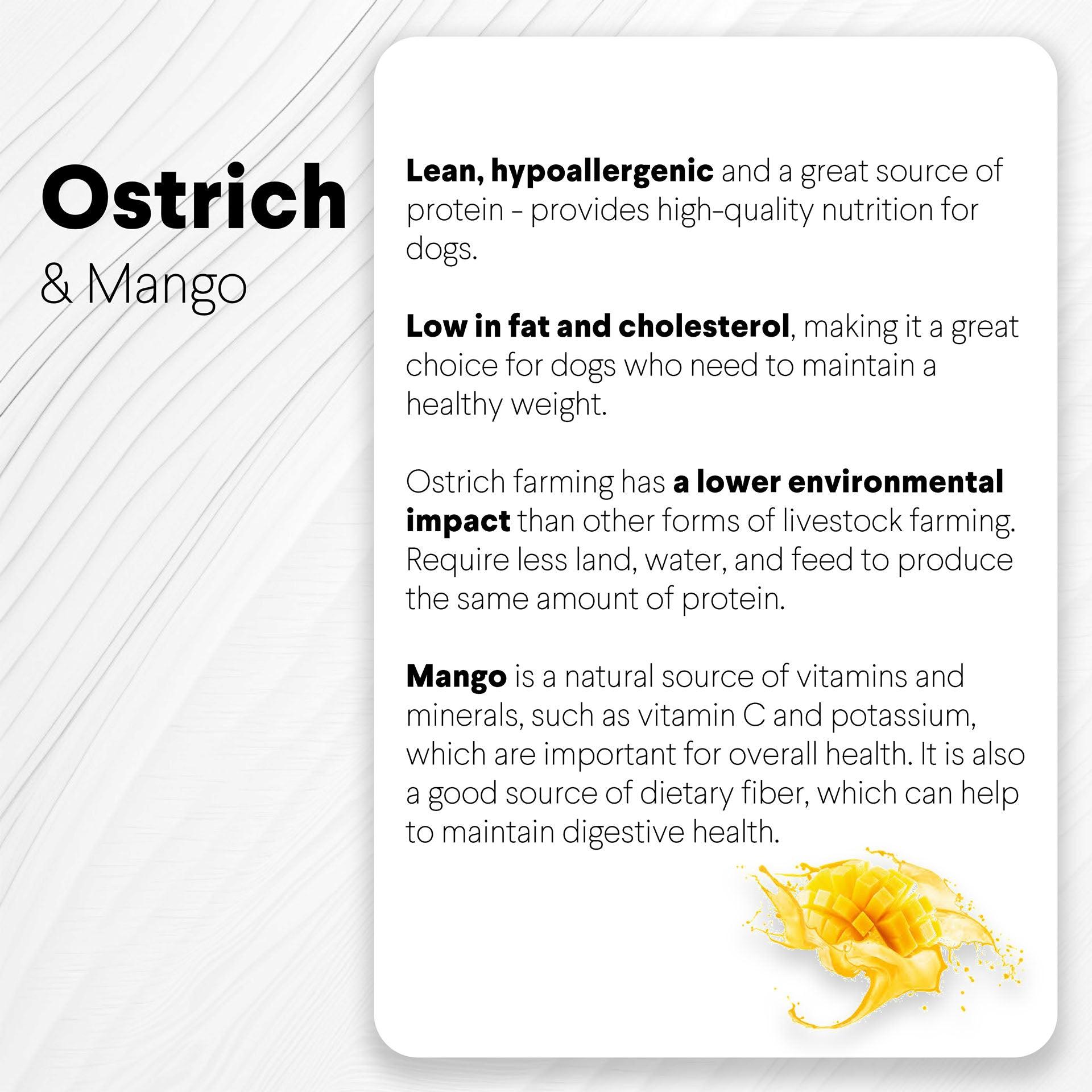 Ostrich Bites with Mango (3oz): The Tropical, Nutrient-Rich Treat for Dogs