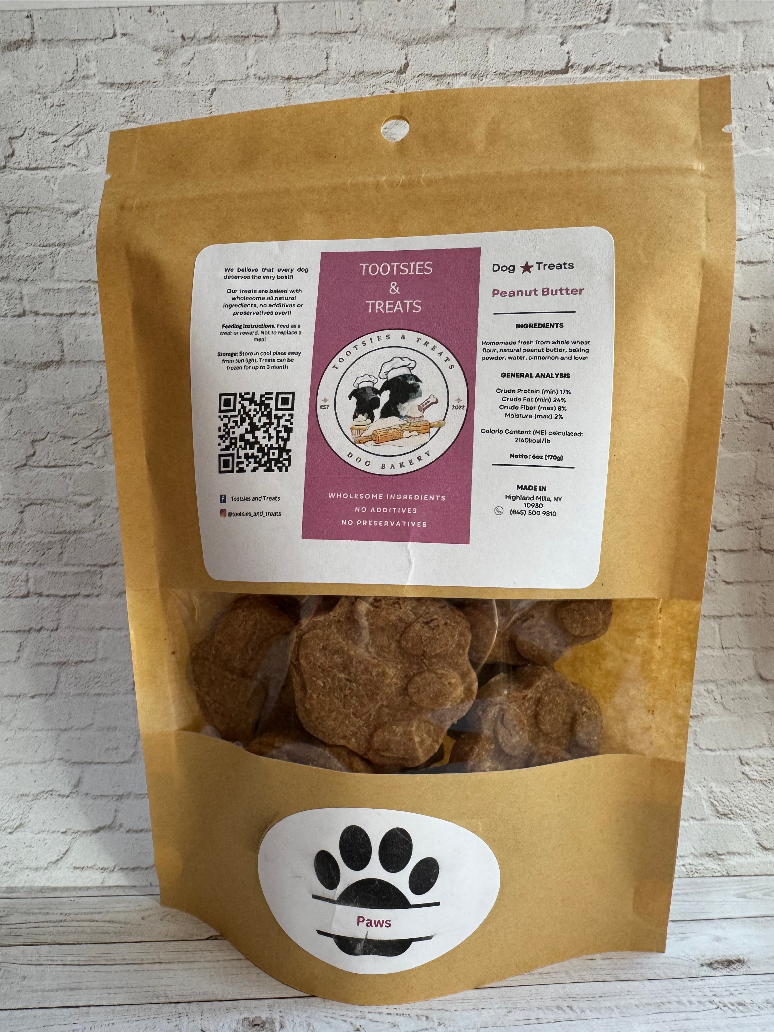 Tootsies & Treats Plain Peanut Butter Paws (6oz)