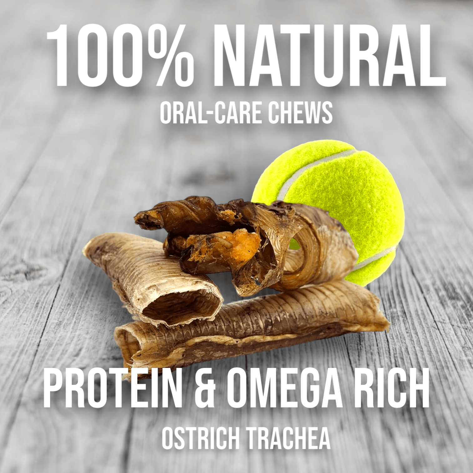 Crunchy Ostrich Trachea Cuts: The Airy, All-Natural Treat for Small to Medium Dogs (0.5oz)