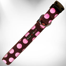 Polka Dot Dog Collars, Leads, and Bows on Brown - 4 Styles