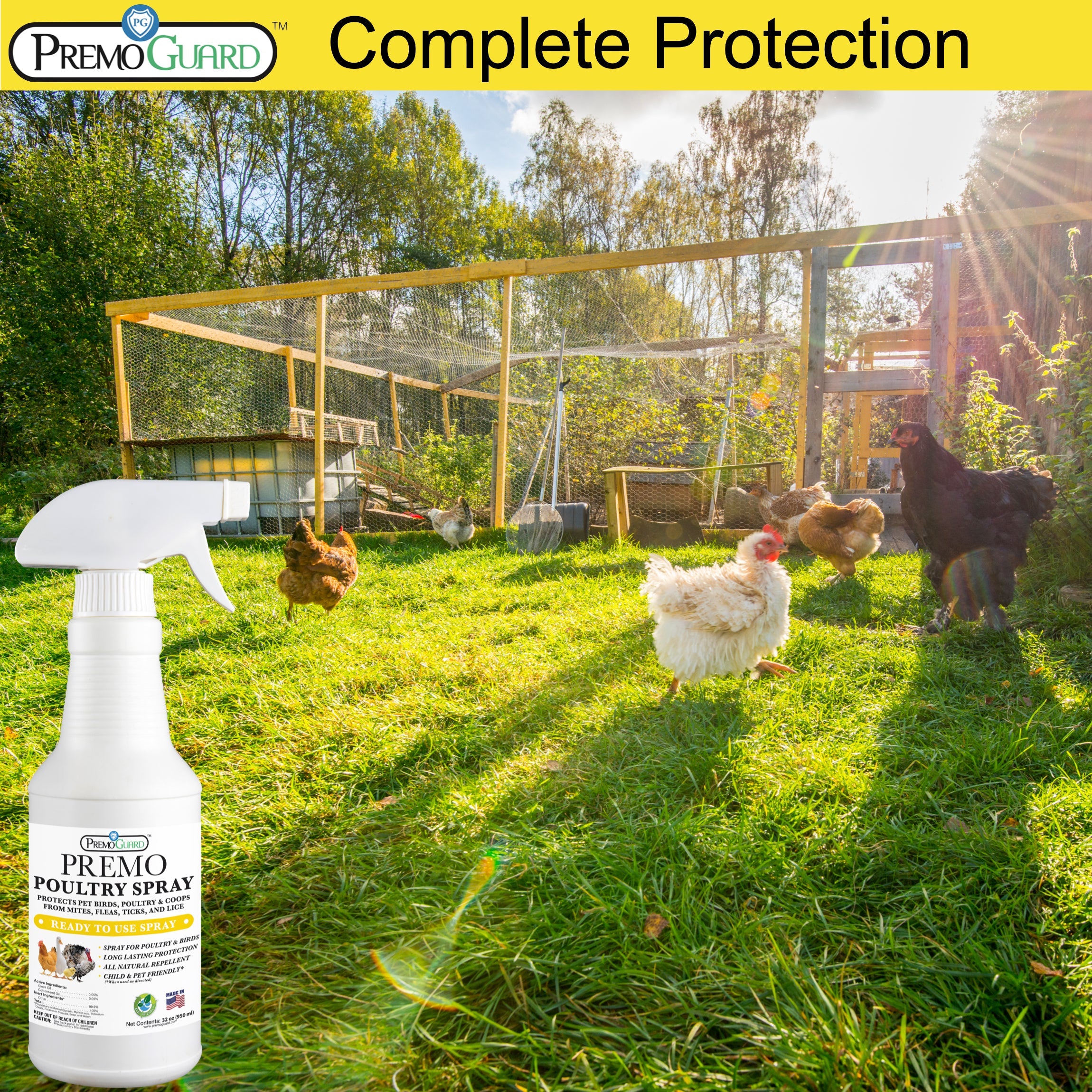 Poultry Spray for Mites | Plant Based Natural Non-Toxic | Premo Guard