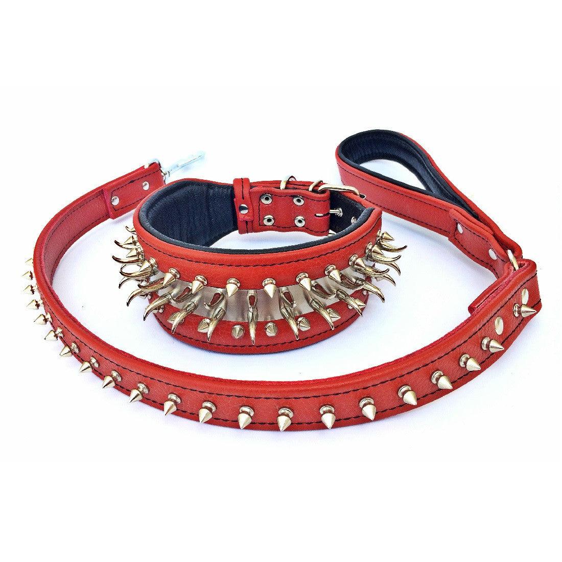 Set collar and leash. spikes & stainless steel, 2.8 inch wide. Made in Europe!