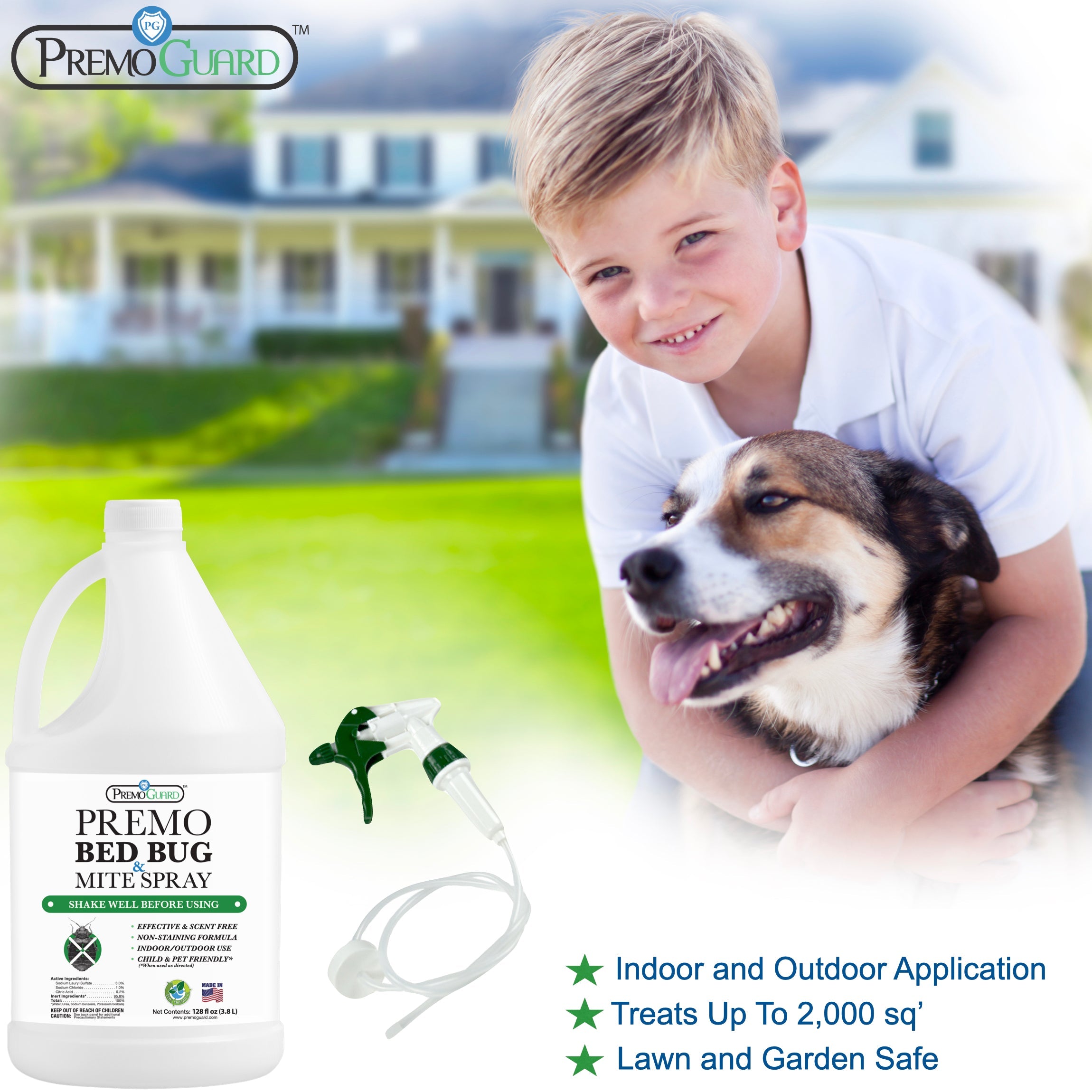 Bed Bug & Mite Killer Spray 128 oz | Natural & Non-Toxic | Premo Guard