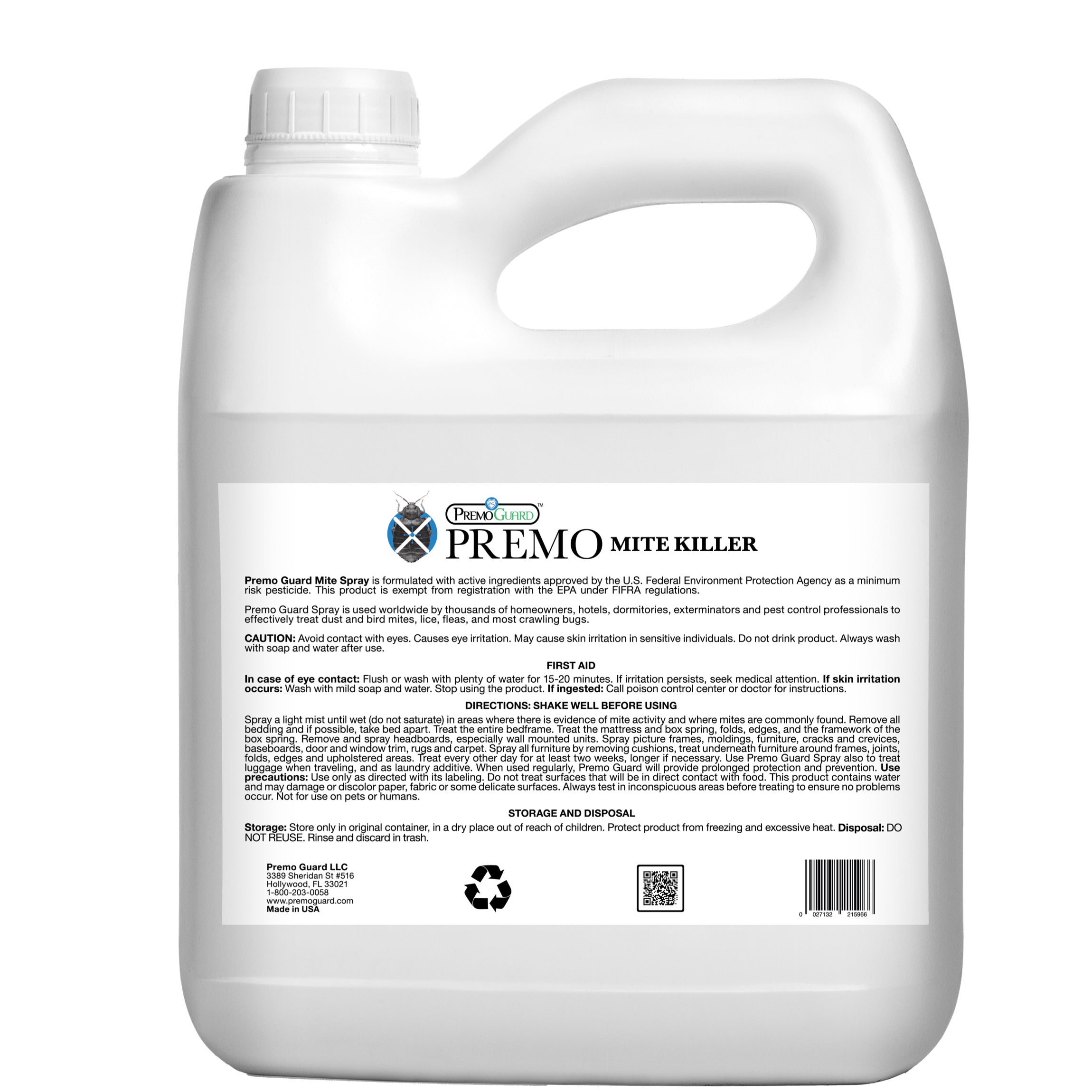 Mite Killer Spray 128 oz | Natural & Non-Toxic | Premo Guard