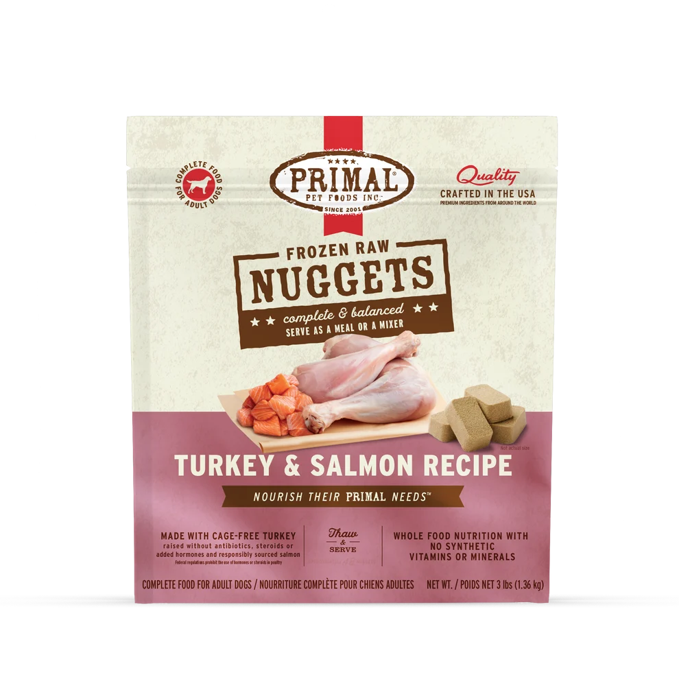 Primal Turkey & Saalmon Nuggets Frozen Dog Food (3lb)