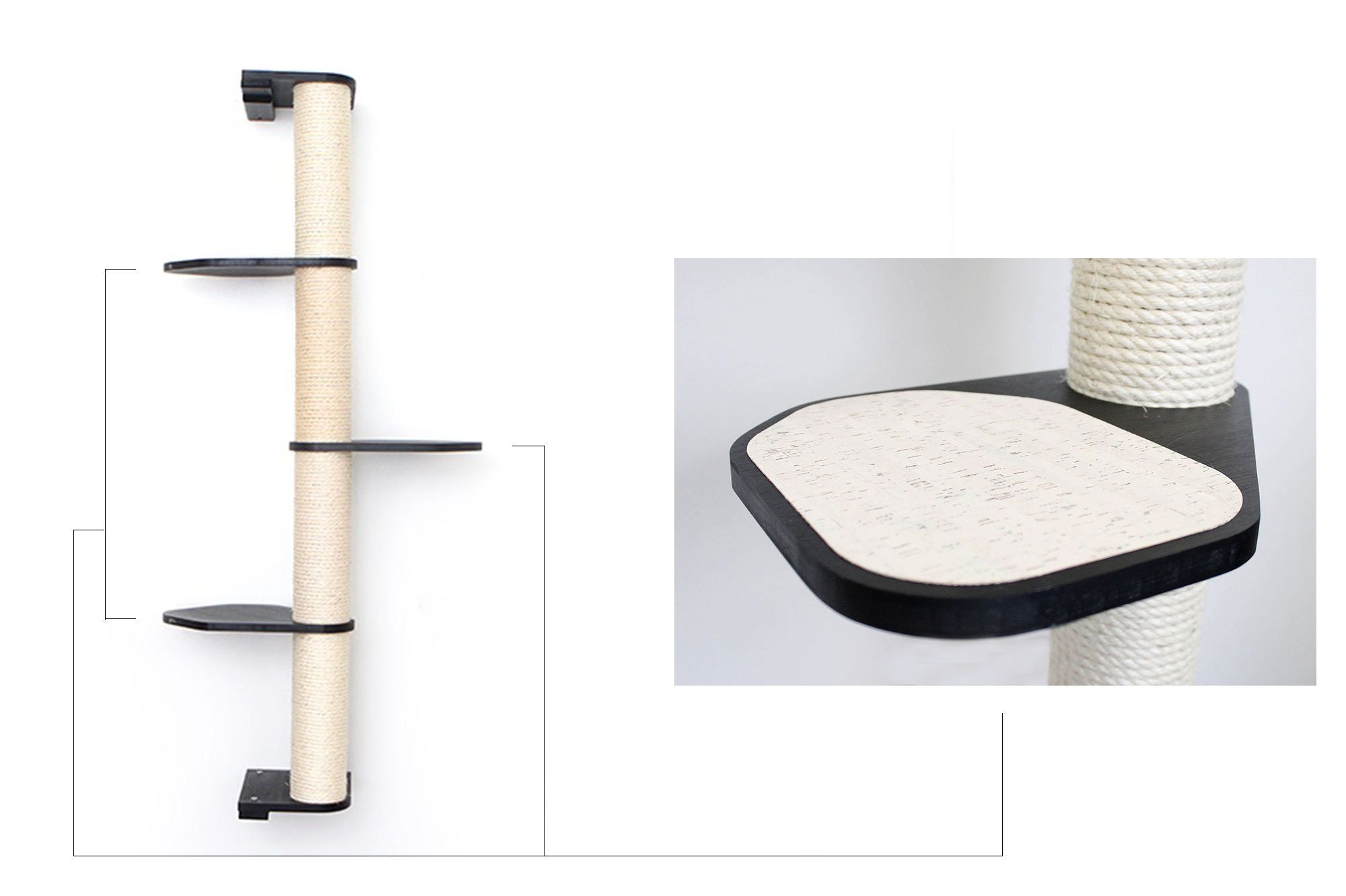 Wall Mounted Cat Climbing Pole - Sisal