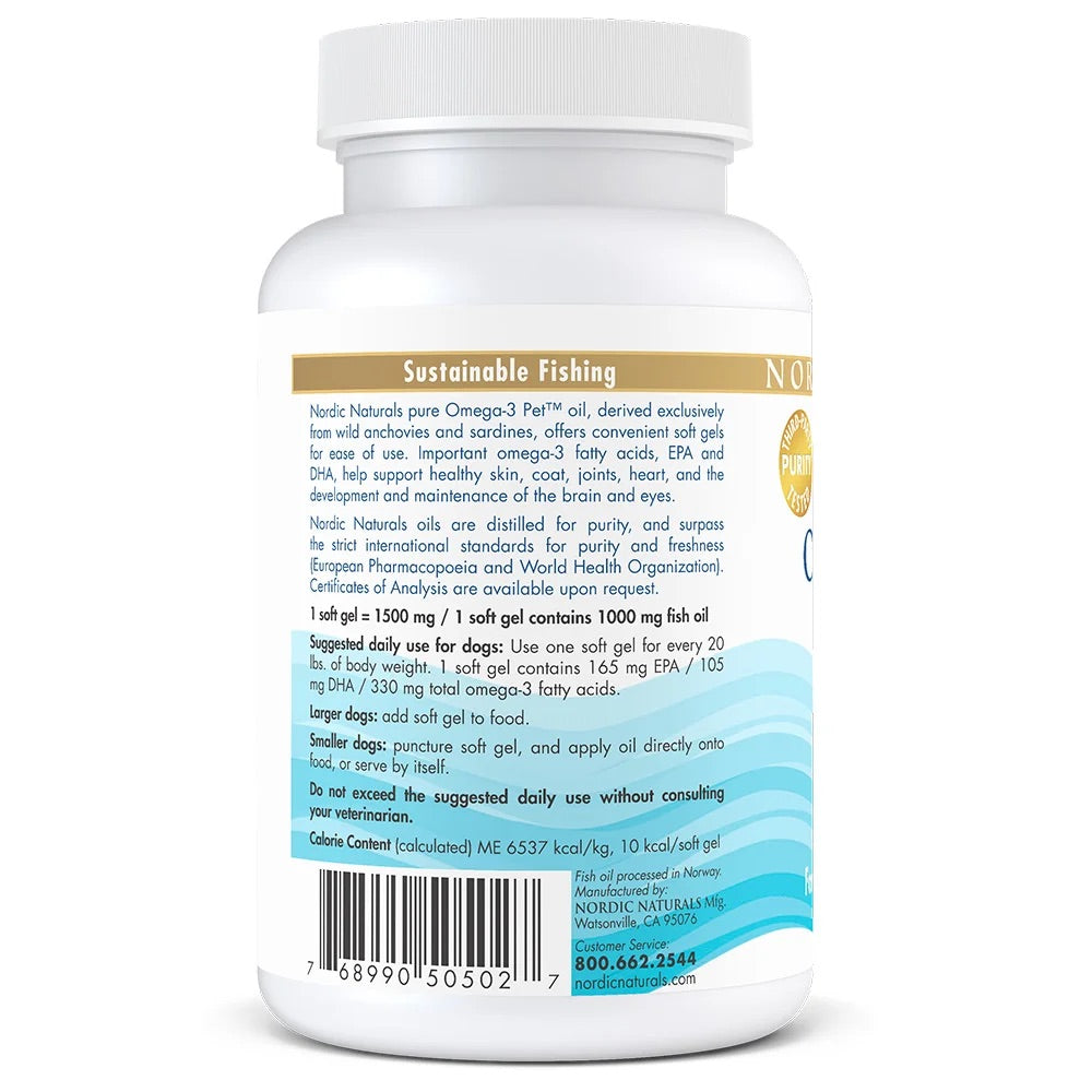 Nordic Naturals Omega-3 Pet Supplement Soft Gels 90 Count