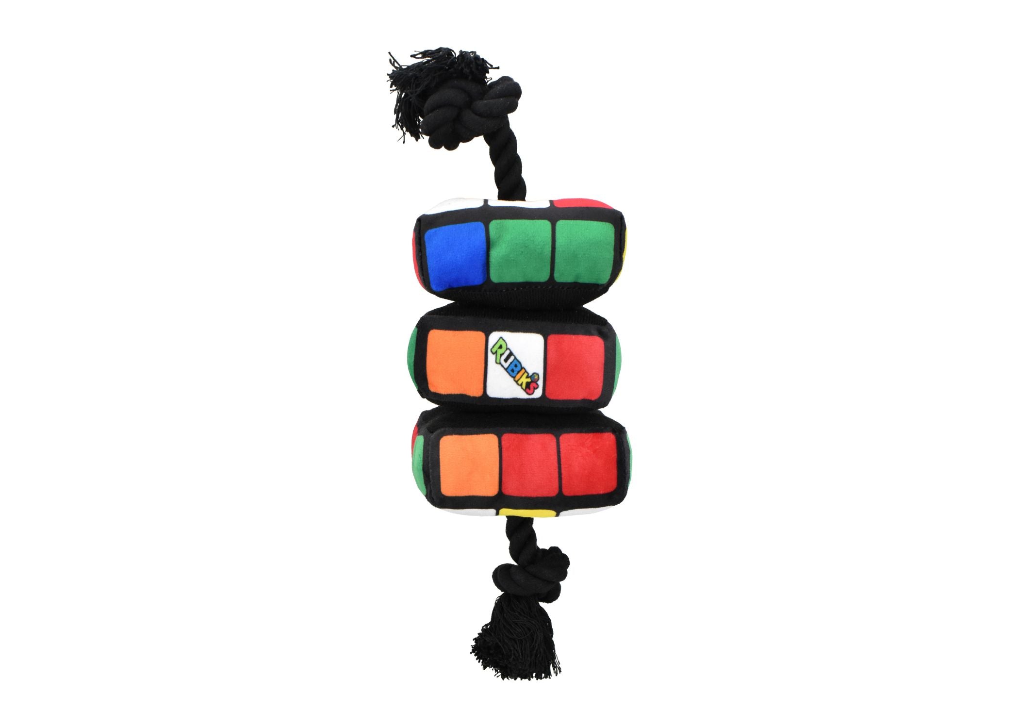 Multipet Rubik's Cube Plush Dog Toy w/ Rope 4"