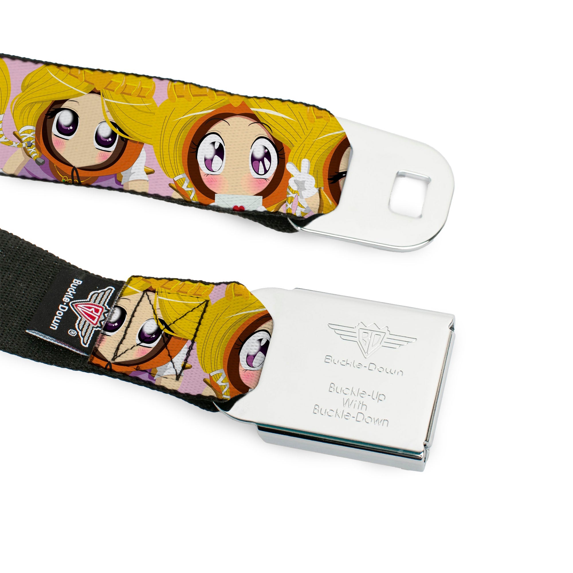SOUTH PARK Title Logo Full Color Pink/White Seatbelt Belt - South Park Princess Kenny Expressions Pink Webbing