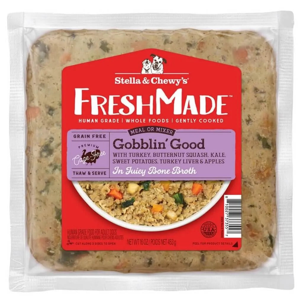 Gobblin' recién hecho de Stella & Chewy's, buen alimento para perros suavemente cocinado, 16 oz