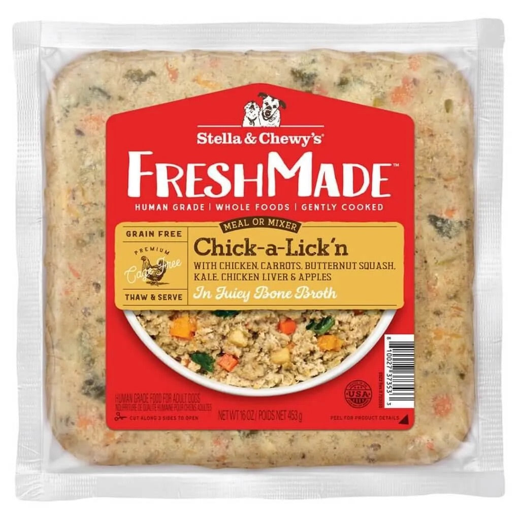 Comida para perros recién hecha Chick A Lickin de 16 oz de Stella & Chewy's cocida suavemente