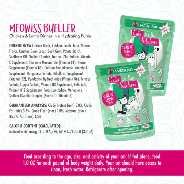 Cats in the Kitchen Paté Slide N' Serve Meowiss Bueller Chicken & Lamb Dinner in a Hydrating Purée (3oz)
