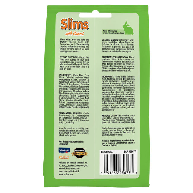 1.76oz Vitakraft Rabbit Carrot Slims