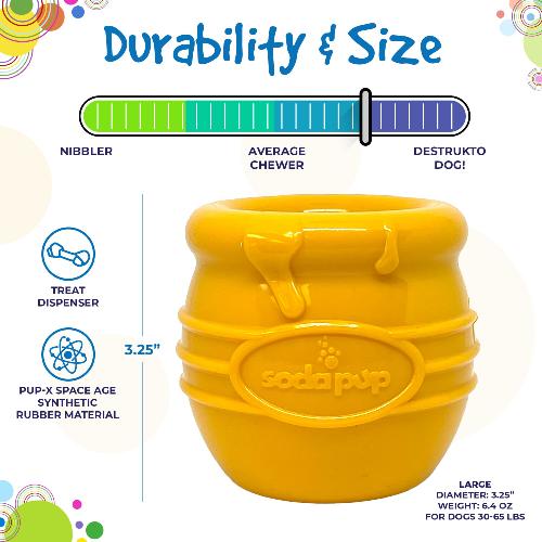 Honey Pot Dog Treat Dispenser | Durable Rubber Enrichment Toy | USA Made