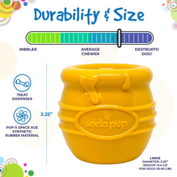 Honey Pot Durable PUP-X Rubber Treat Dispenser & Enrichment Toy