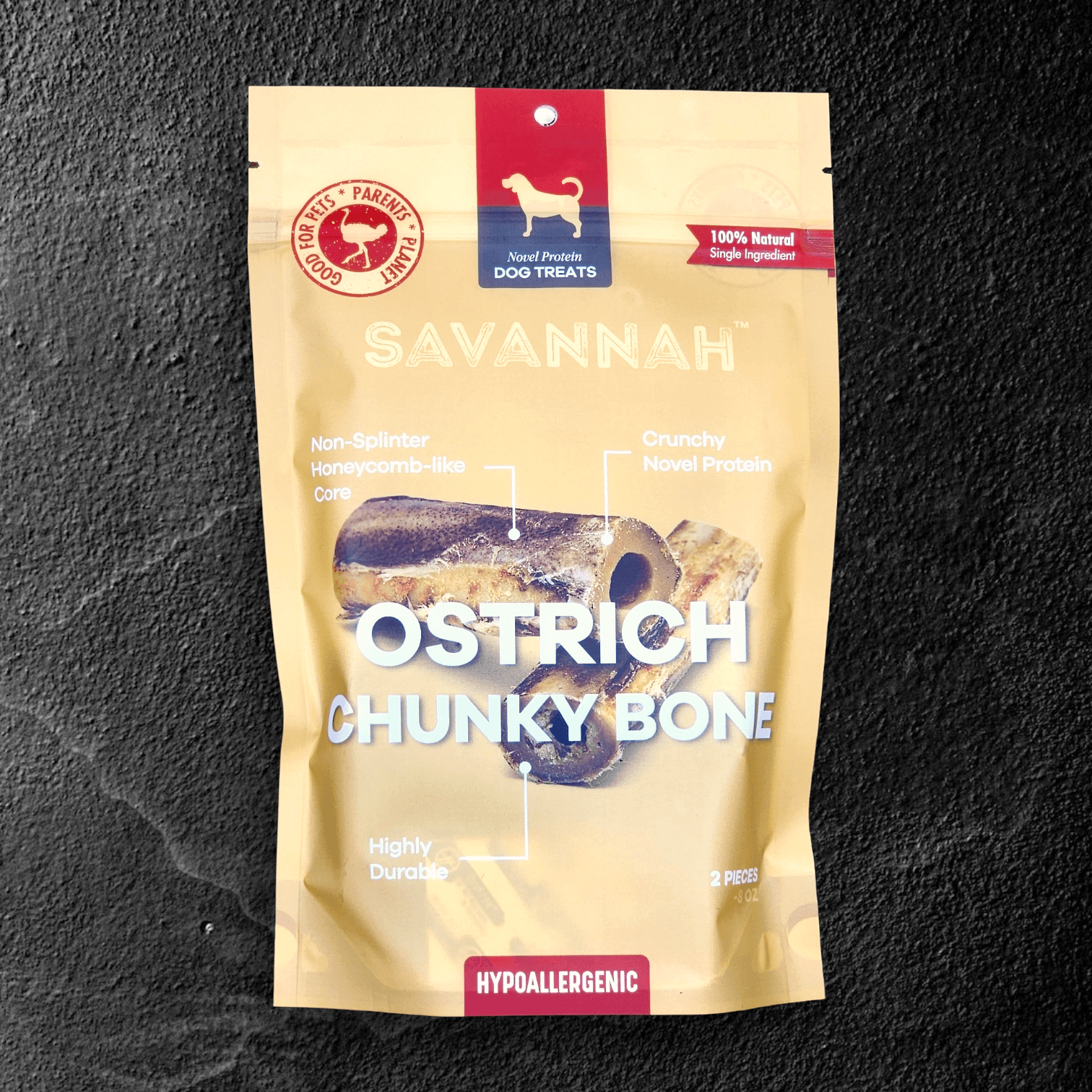 Ostrich Chunky Bones (4" x 2" - 2 Pack): The Long-Lasting, Flavor-Packed Bones for Small to Medium Dogs