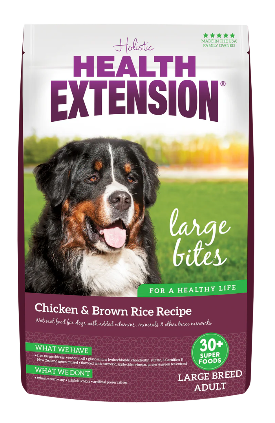 30 lb Health Extension All Life Stages Large Bites Alimento para perros con pollo y arroz integral 