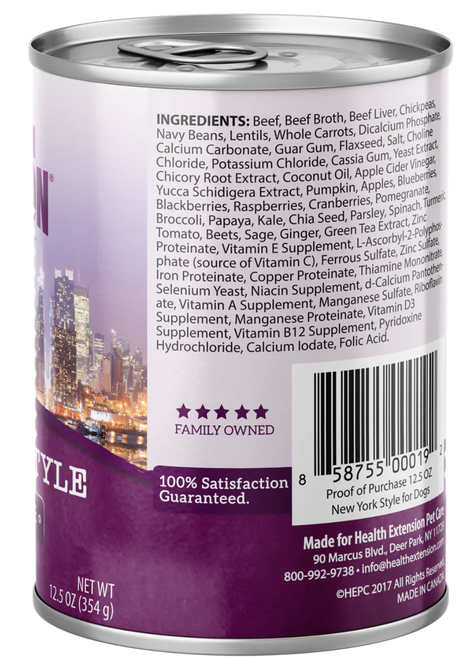 12.5oz Health Extension All Life Stages Alimento húmedo para perros sin cereales estilo New York Beef 