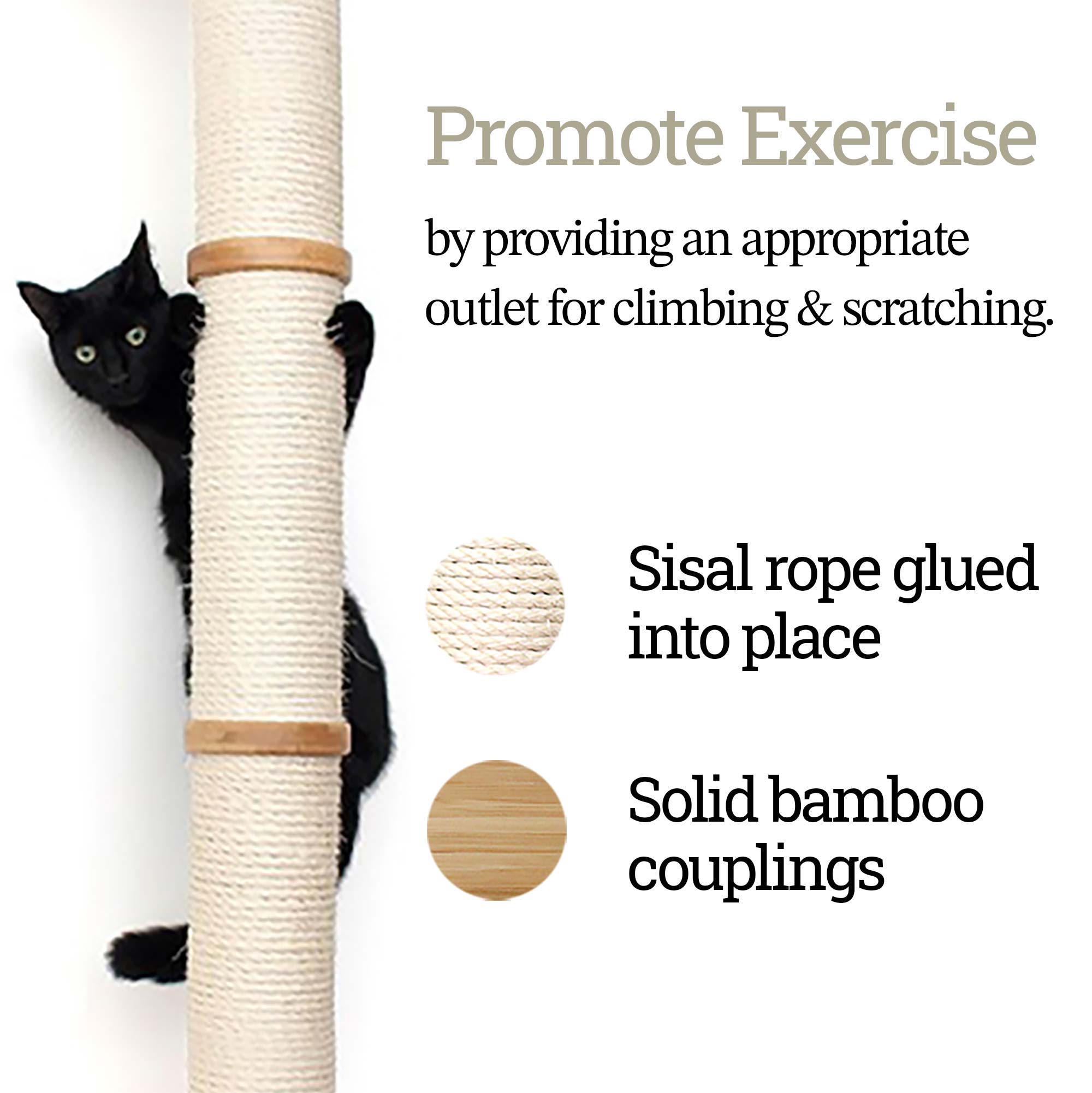 Wall Mounted Cat Climbing Pole - Sisal