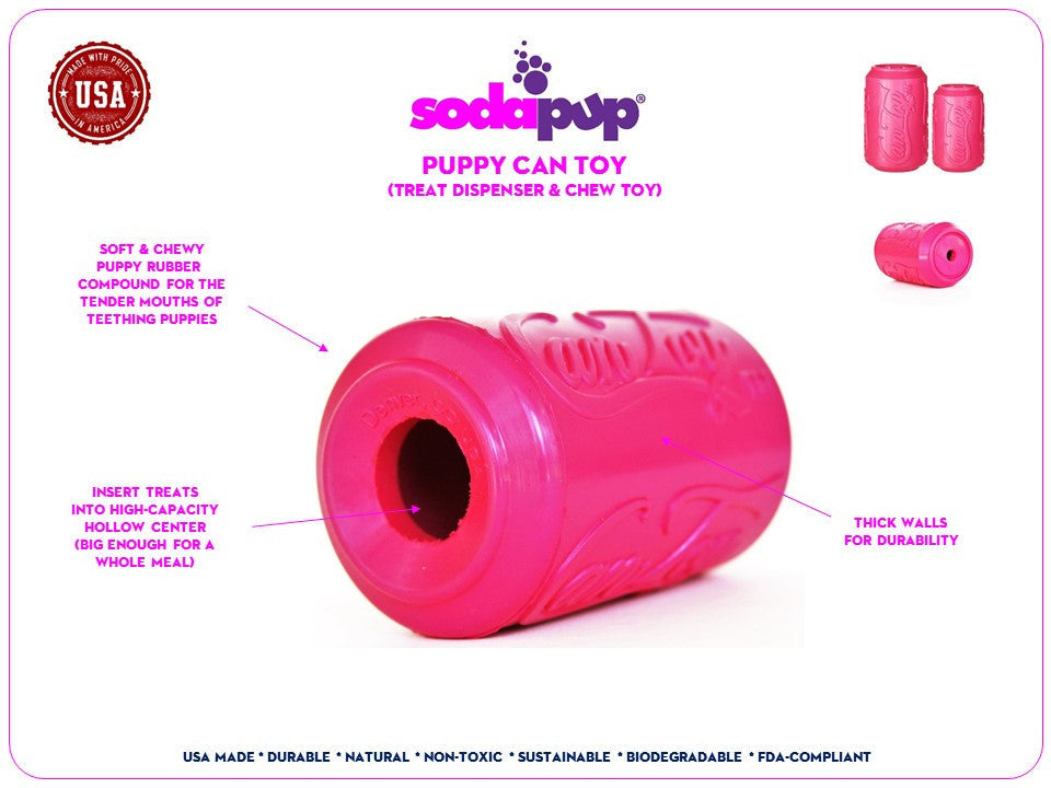 Puppy Can Toy Durable Rubber Chew Toy & Treat Dispenser For Teething Pups