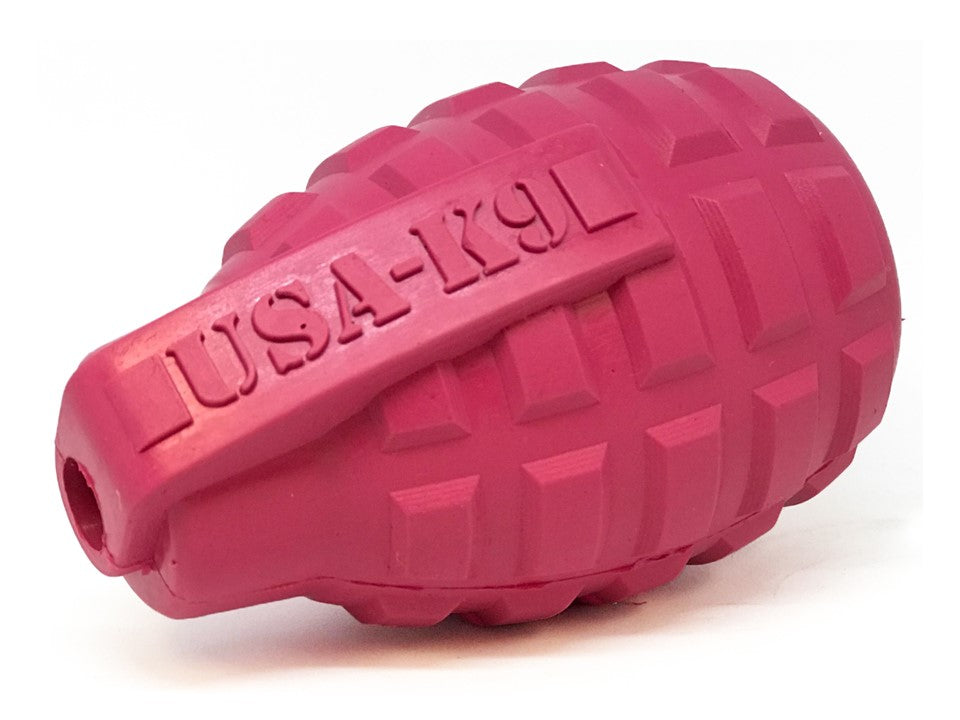 USA-K9 Puppy Grenade Durable Rubber Chew Toy & Treat Dispenser for Teething Pups - Pink