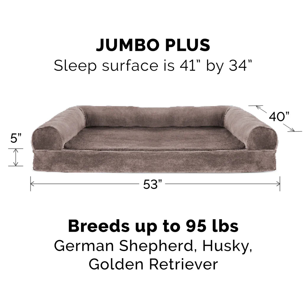 Furhaven Orthopedic Bed Sofa Almondine, Sofa Dog Bed - Faux Fur & Velvet