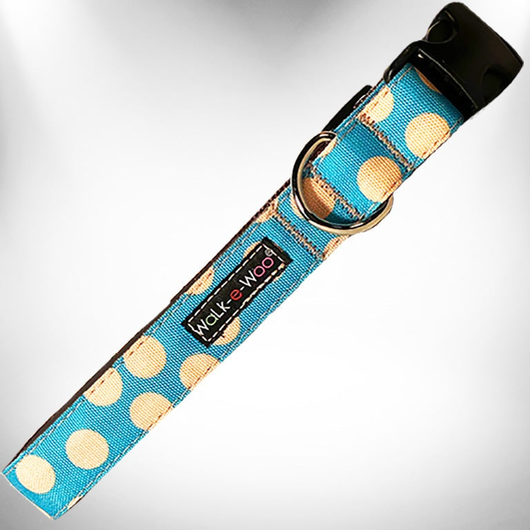 Walk-e-Woo Polka Dot Dog Collars, Leads, and Bows - Tan Dots - 2 Styles